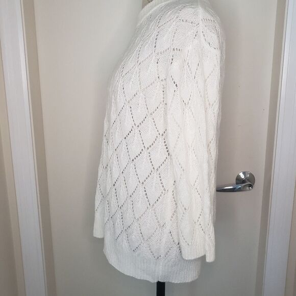 White Crochet Knit Sweater - Picture 2 of 7